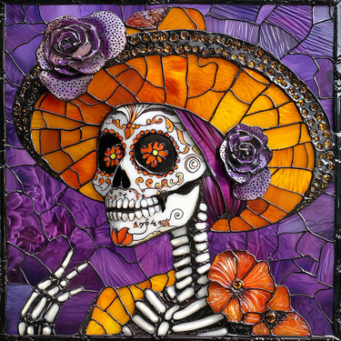 Halloween Skull Sign, DCO-102398, Sign For Wreath, 10x10in Metal Sign